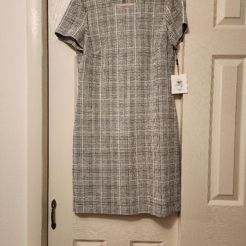 Calvin Klein size 8 Black and white tweed pattern dress